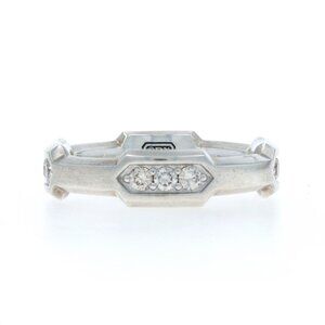 David Yurman Faceted for Men 6mm Hex Pave Diamond Band 925 Rd .69ctw Ring 9 3/4